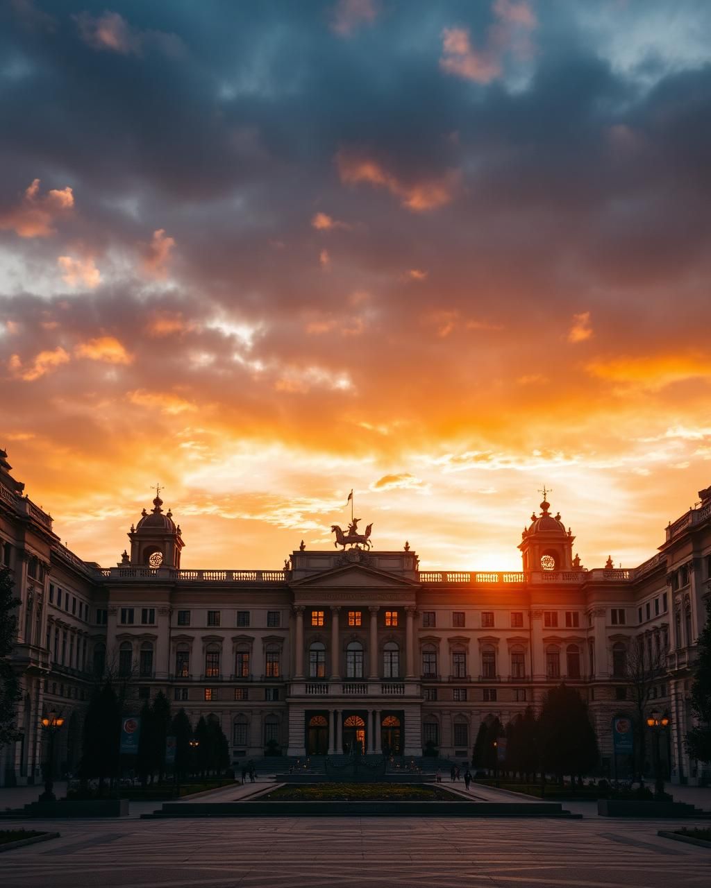Premium van service in Madrid at golden hour